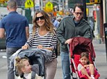 Double trouble: Sarah Jessica Parker and Matthew Broderick take control of a stroller each as they take a walk in New York