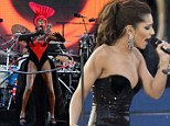 Grace Jones, left, performs during the Queen's Diamond Jubilee Concert and Cheryl, right was criticised 