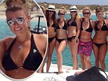 Here come the girls! Coleen Rooney poses for a matching bikini shot as she joins her friend's hen do in Ibiza