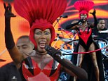 Sway to the rhythm: Grace Jones puts on a impressive hip-swinging display as she hula hoops for four minutes at Jubilee concert